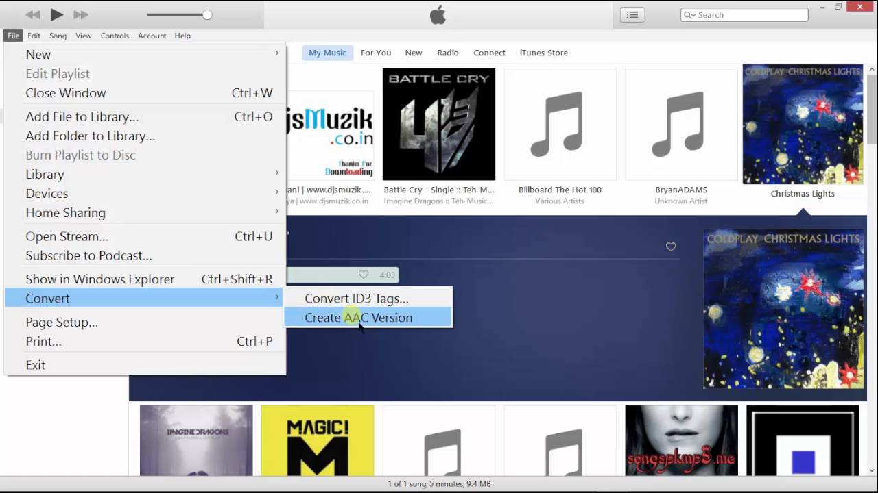 how to create aac version in itunes